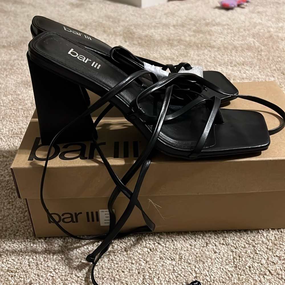 NIB black lace up heels!